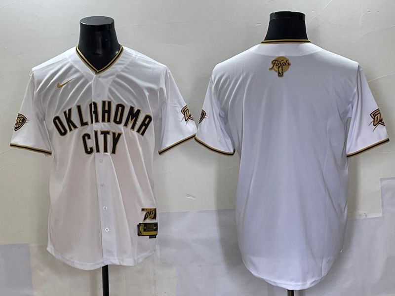 Men 2025 Oklahoma City Thunder Blank White Joint Name Nike NBA Jersey style 1